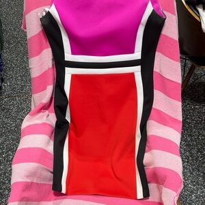 Calvin Klein Pink and Red Midi Dress